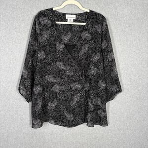 Y2K 90s Oh Mamma Babydoll Wrap Tunic‎ Maternity XL Paisley Sheer Fairy Feminine